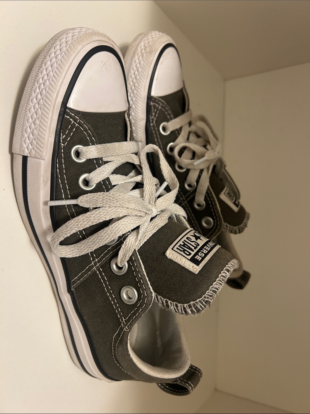 Converse Grey Low-Top Canvas Sneakers with White Trim
